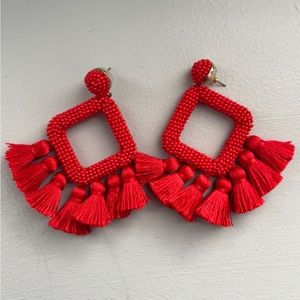 Red Baublebar bead/tassel earrings